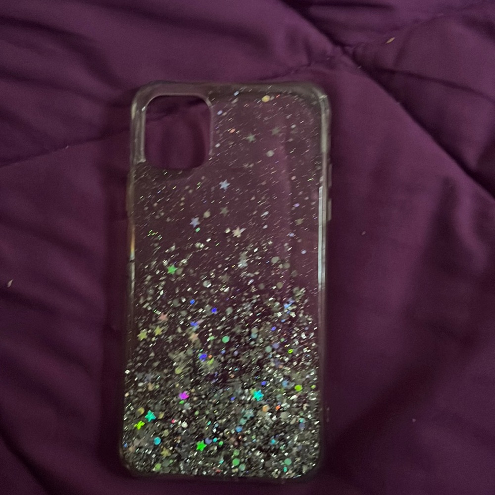 The case is clear  with glitter